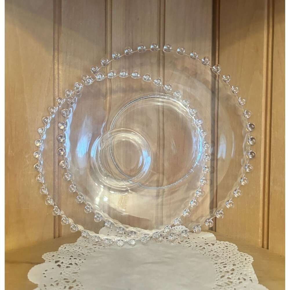 Set of 2 Vintage Imperial Glass Candlewick Clear Glass Boopie Lunch Dinner Plate